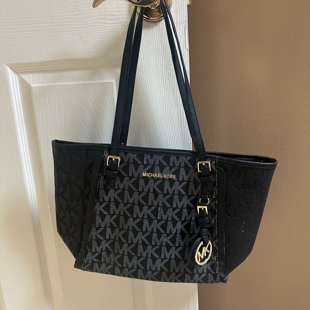 Michael Kors Black and Gray Logo Tote
